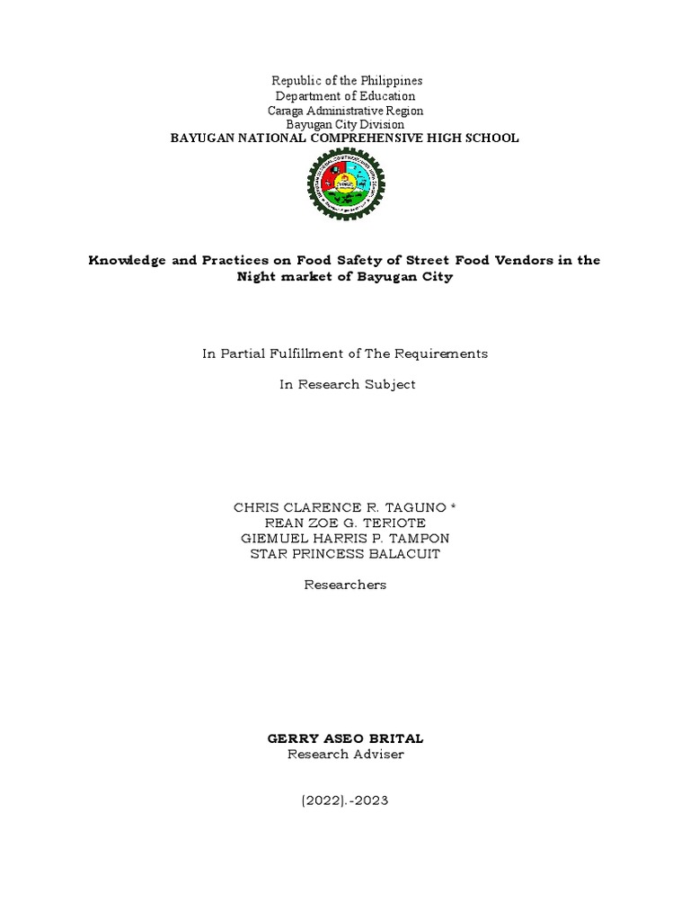 Research group 5 ughhh niniw pdf sampling statistics food safety