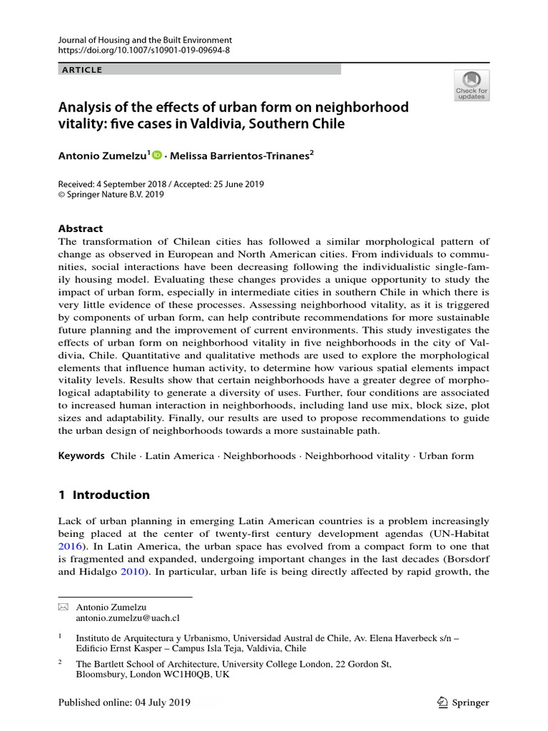 Urban Form and Neighborhood Vitality in Valdivia | PDF | Geographic ...