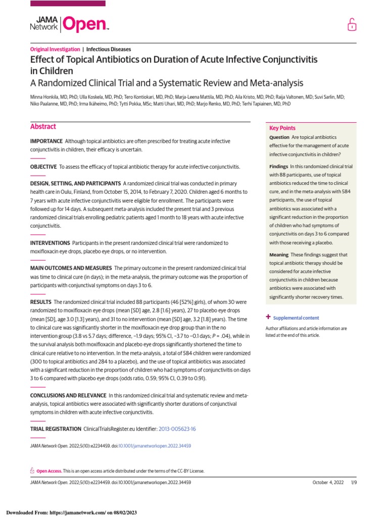 Effect of Topical Antibiotics On Duration of Acute Infective