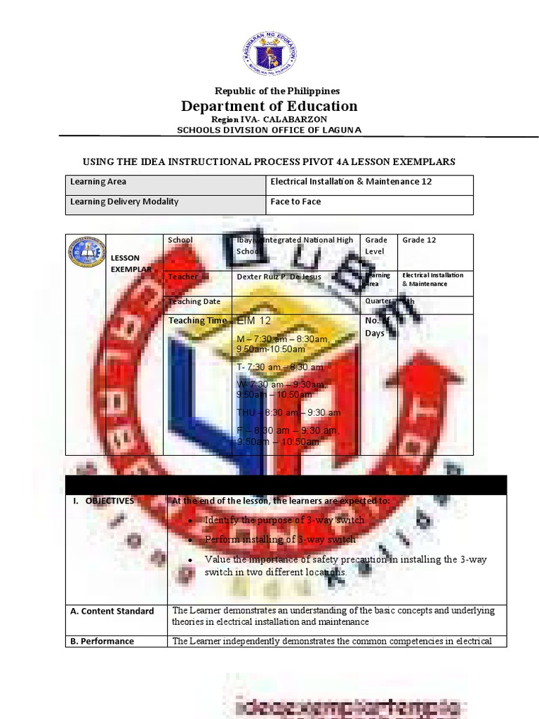EIM LESSON EXEMPLAR 3way Switch | PDF | Electrical Engineering ...