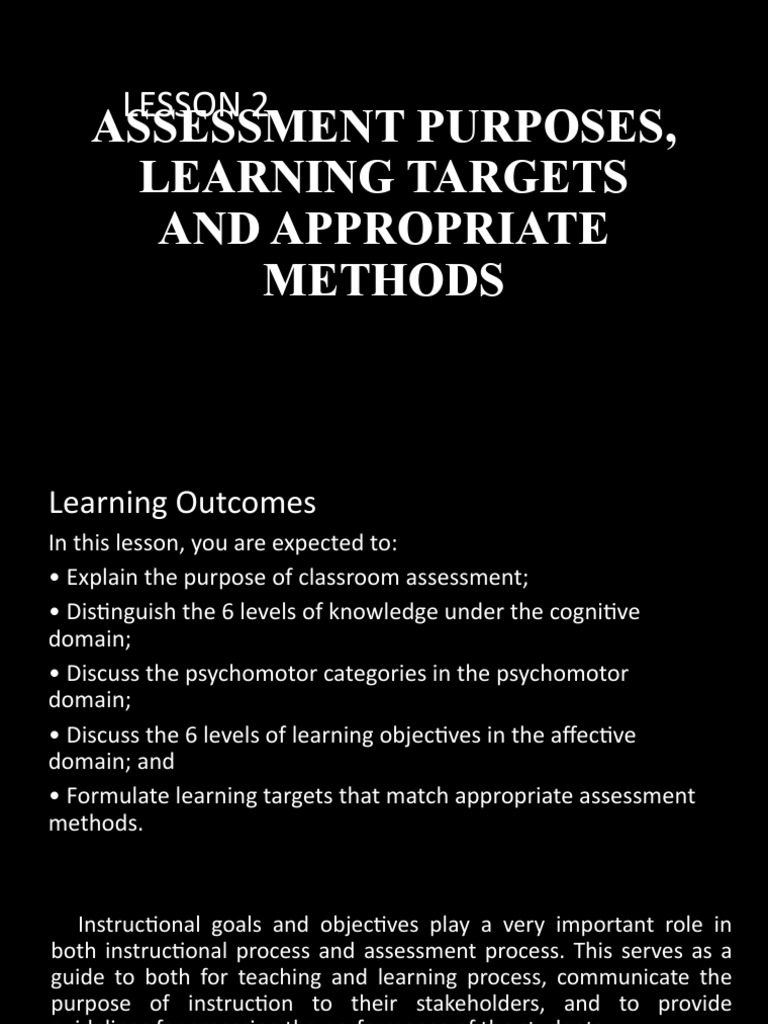 Assessment In Learning 1 Lesson 2 Pdf Educational Assessment Learning