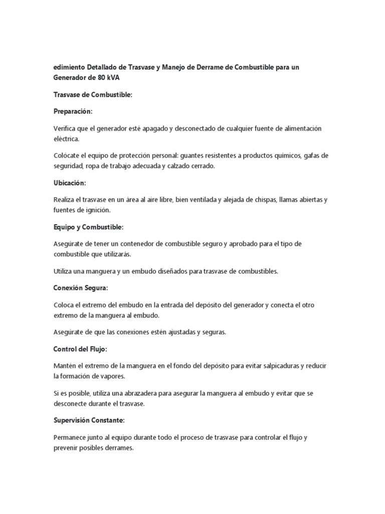 Guía de Trasvase y Manejo de Combustible | PDF | Combustibles | Materiales