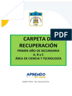 CARPETA DE RECUPERACIÓN - C y T - 1° A - B - C