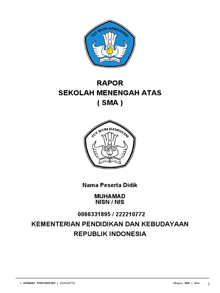 Panduan eRapor SMA: Petunjuk dan Identitas | PDF
