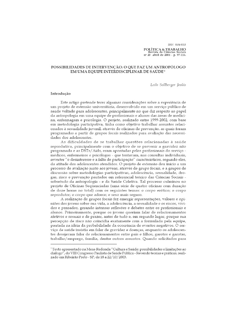 JEOLAS, Leita POSSIBILIDADES DE INTERVENÇÃO o
