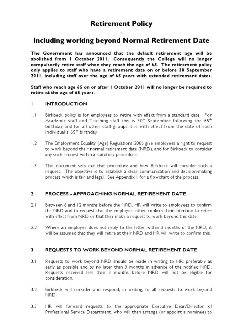 Retirement | PDF | Employment | Human Resource Management