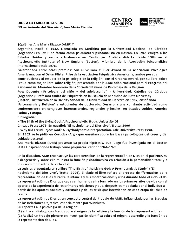 2 - El Nacimiento de Dios - Ana María Rizzuto | PDF | Mente ...