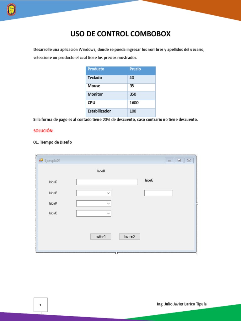 Aplicación Windows con ComboBox | PDF | Equipo de oficina | Ingeniería ...