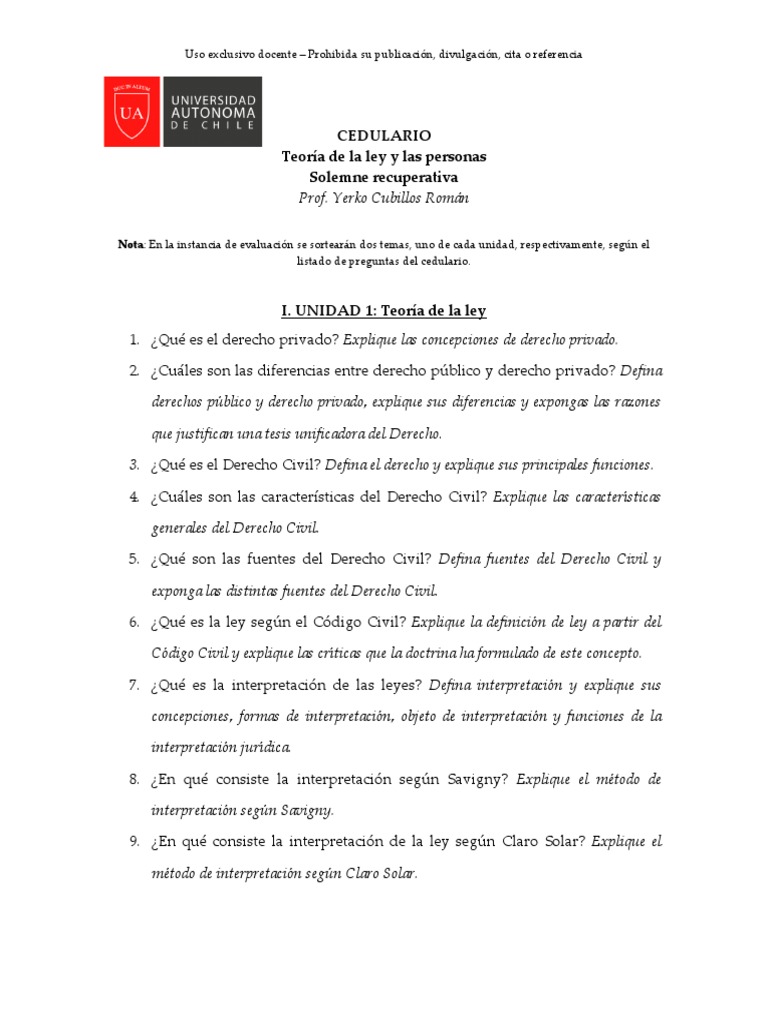Cedulario Teoria de La Ley | PDF | Fuentes del derecho | Caso de ley