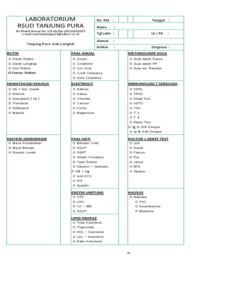 GAB - Rm-3.a. Lembar Permintaan Laboratorium | PDF