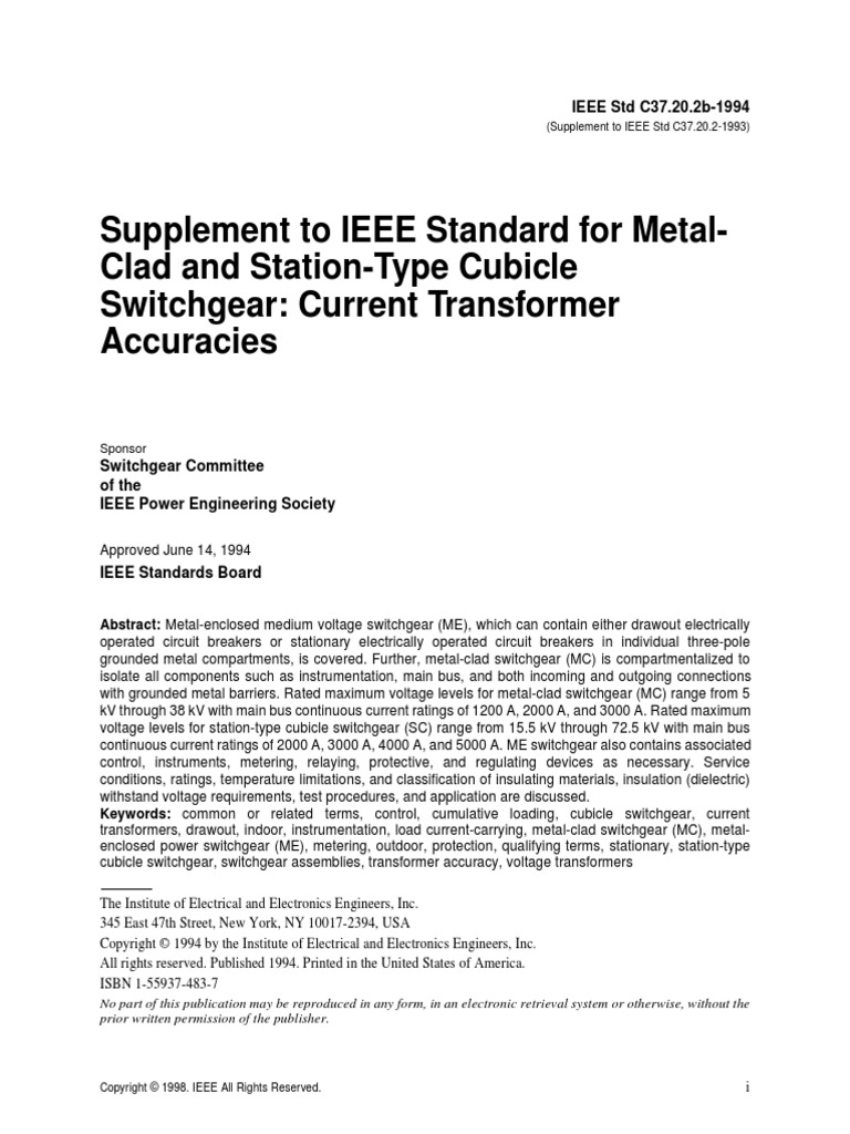 Supplement to ieee standard for metal clad and station type cubicle
