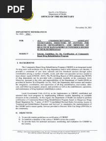 DOH DM 2021-0512 Interim Guidelines For The Certification of CBDRP