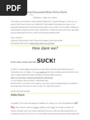 Short Films - What Not to Do!