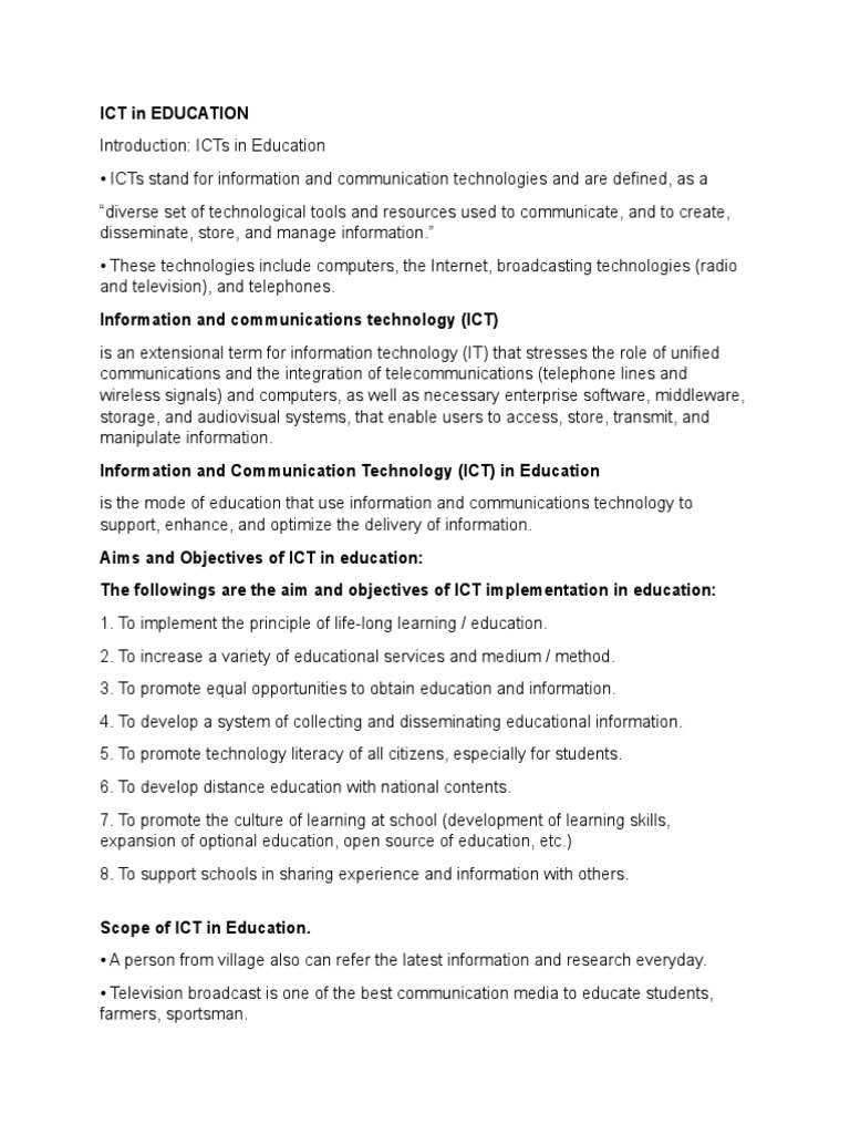 ICT Integration in Education Strategies | PDF | Educational Technology ...