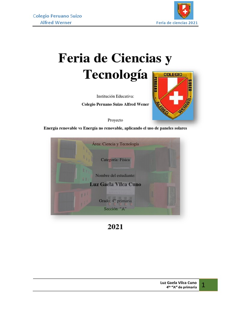 Energía Solar en Feria de Ciencias 2021 | PDF | Energía solar | Energía ...
