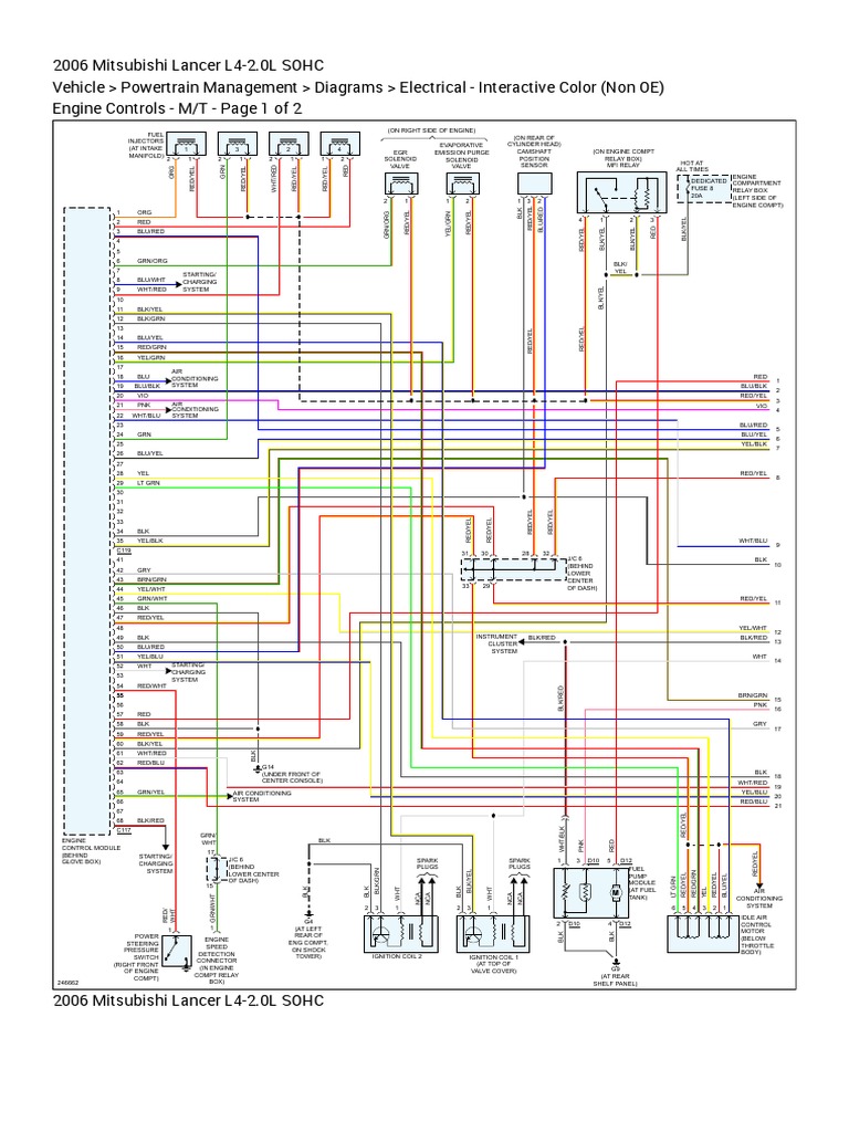 2006 Mitsubishi Lancer Wiring Diagrams | PDF | Ignition System | Engines
