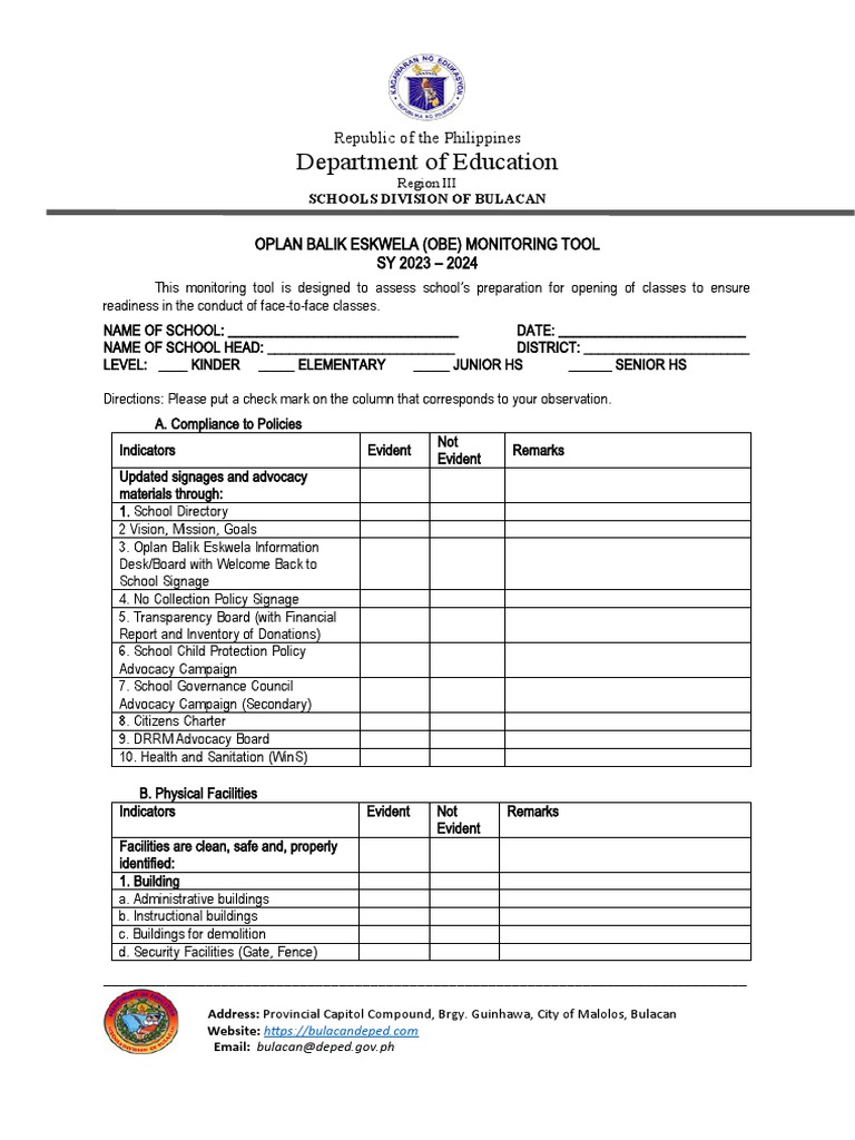 OBE Monitoring Tool PDF