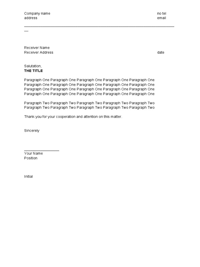 Format Sample For Formal Letter | PDF