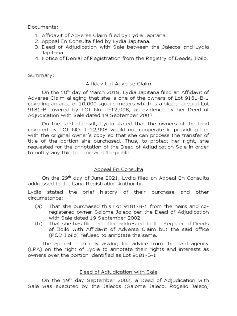 Lydia Japitana Land Claim Documents | PDF | Natural Resources Law ...