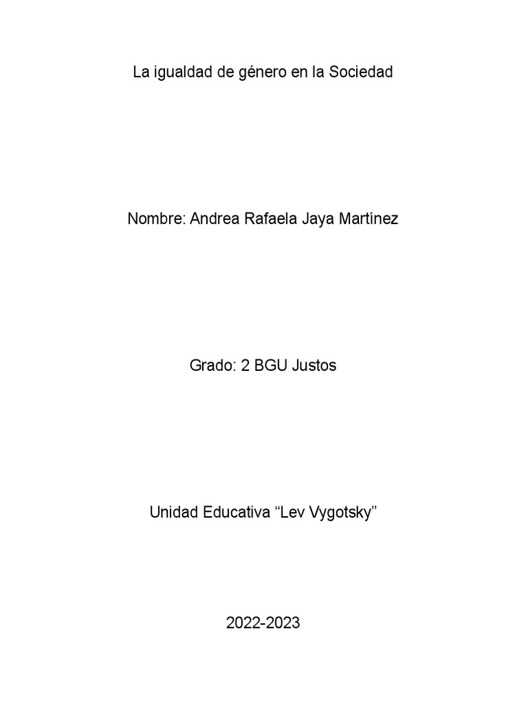 La Igualdad de Género en La Sociedad | PDF | Estudios de género ...