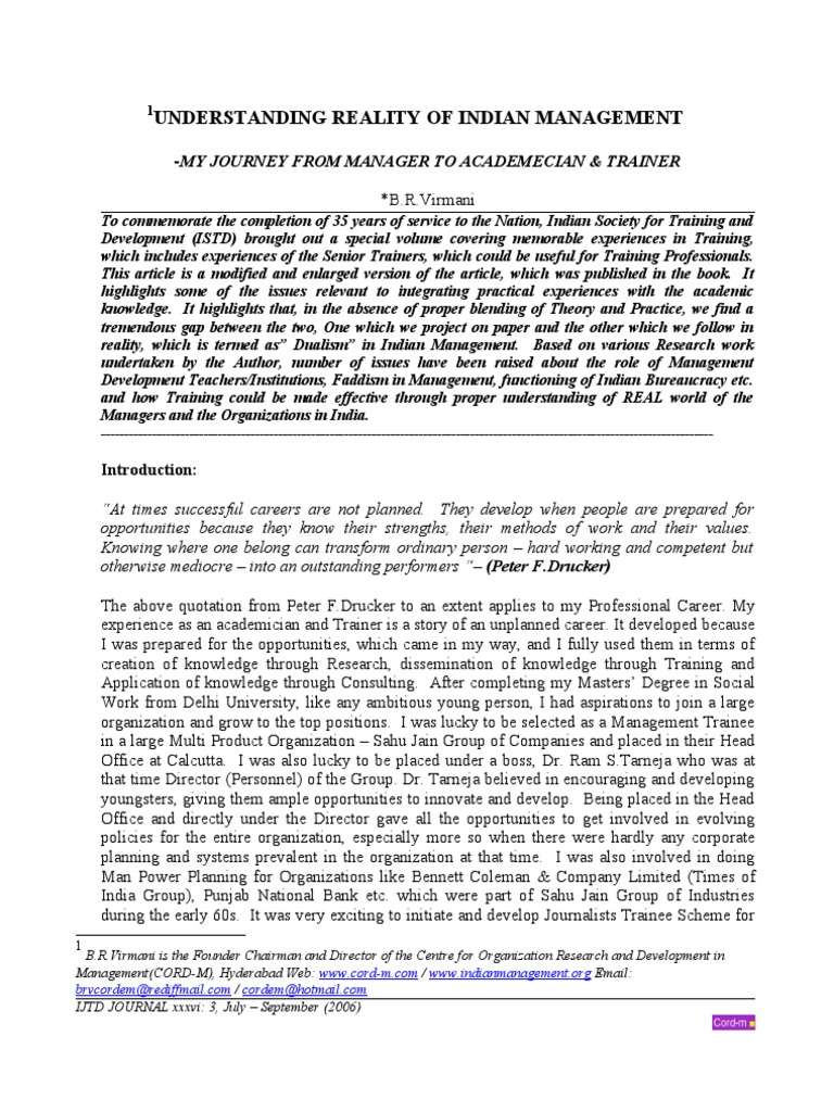 Understanding Reality of Indian MGT | PDF | Human Resource Management ...