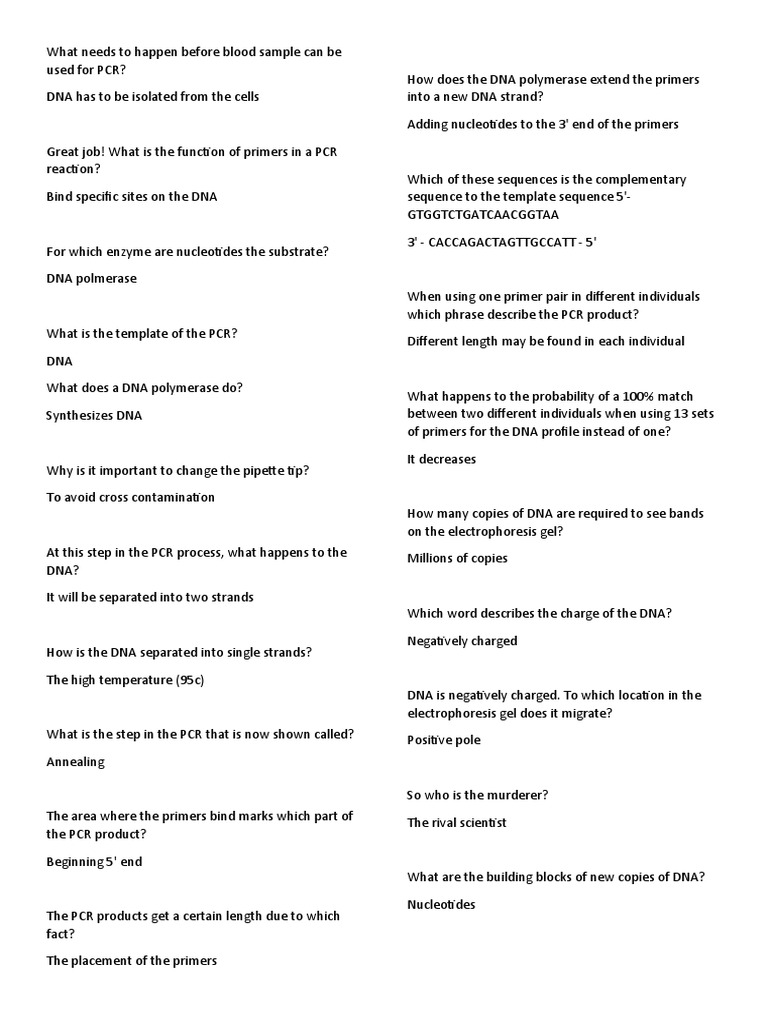 PCR Labster Download Free PDF Polymerase Chain Reaction Primer