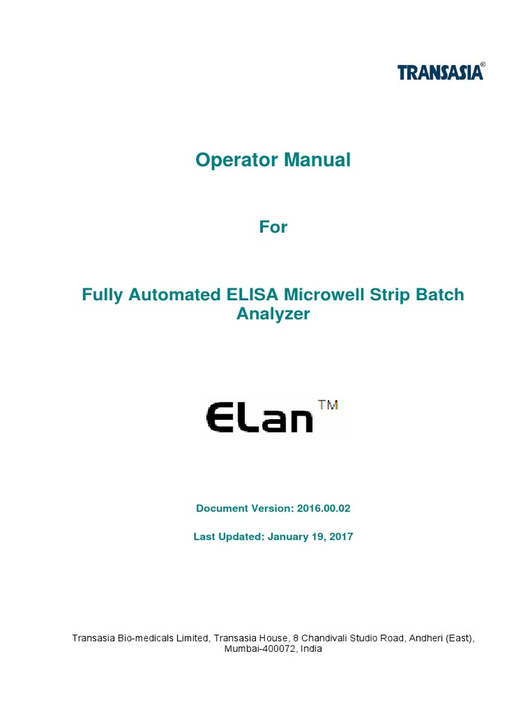 Operator Manual For ELAN 30s - v2016.00.02 | PDF | Light | Absorbance