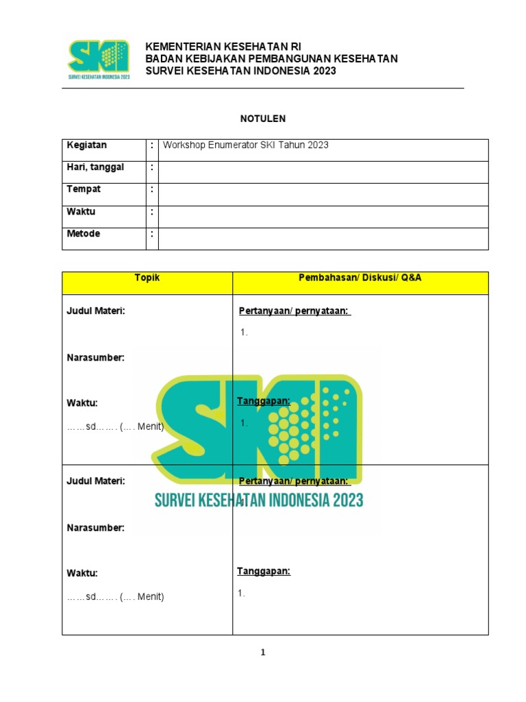 Template Notula TC SKI | PDF