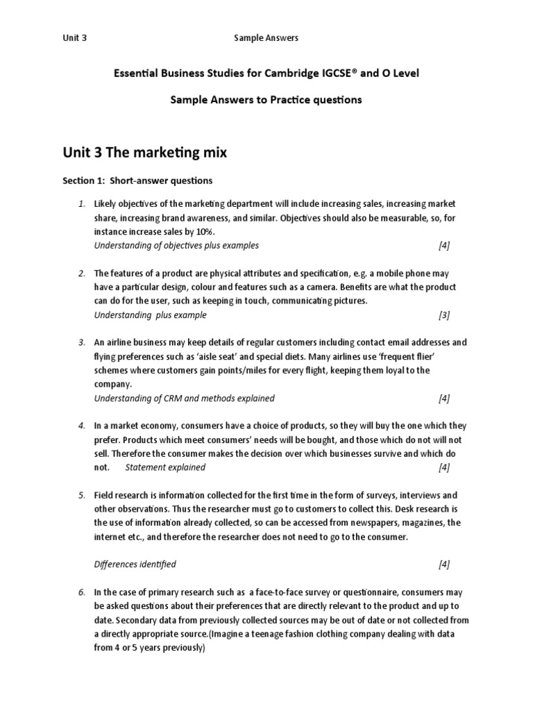 IGCSE Business Studies Essential Book Answers For Unit 3 | PDF | Demand ...