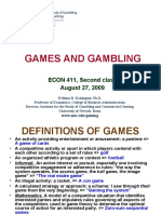 Games and Gambling: ECON 411, Second Class August 27, 2009