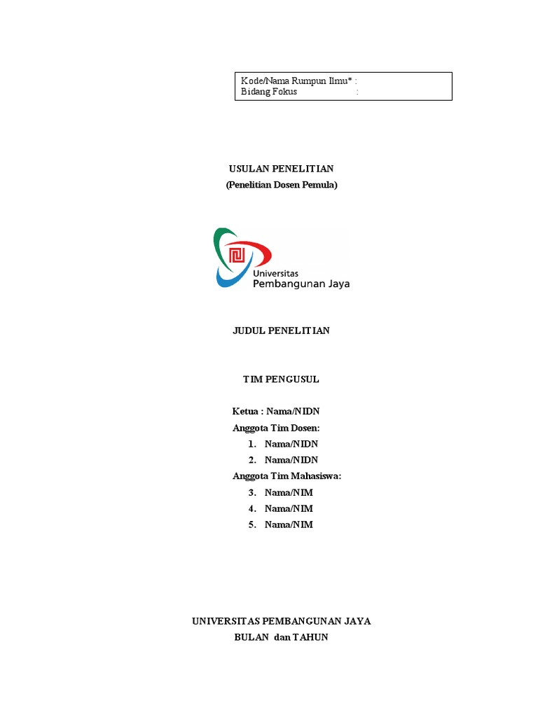 Template Proposal R1 Penelitian Dosen Pemula Pdf