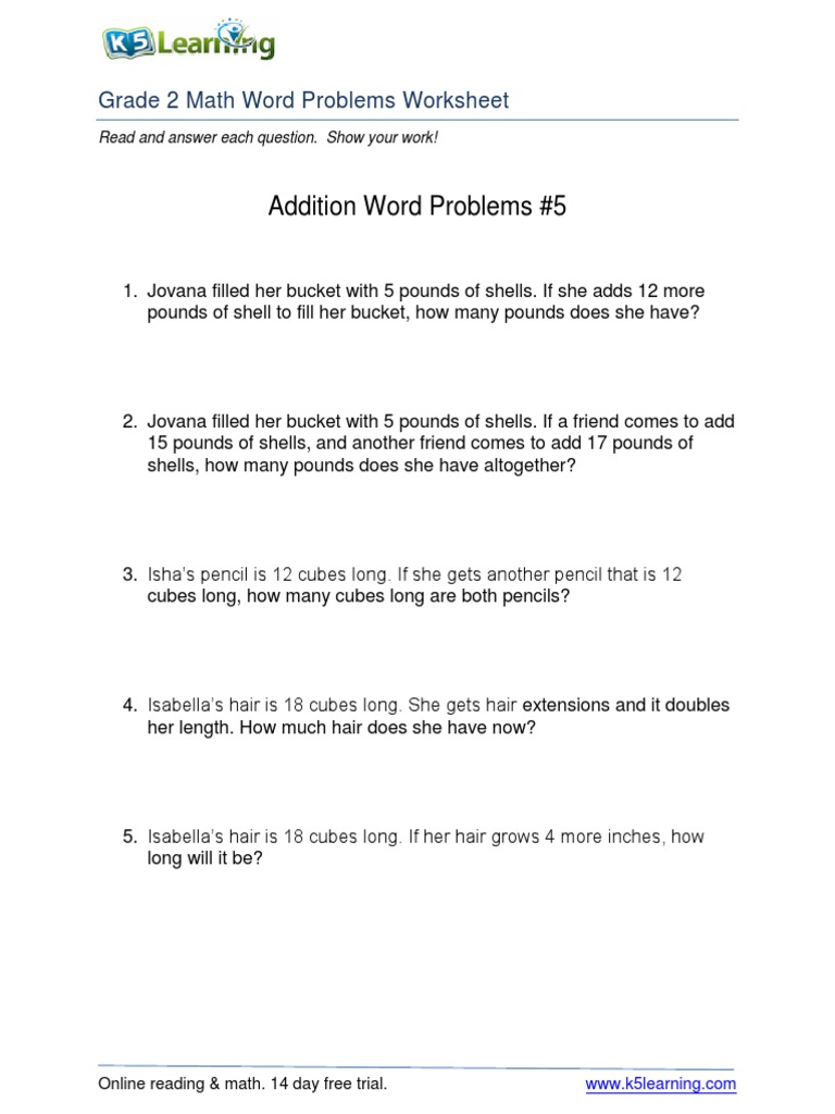 Grade 2 Addition Word Problems | PDF