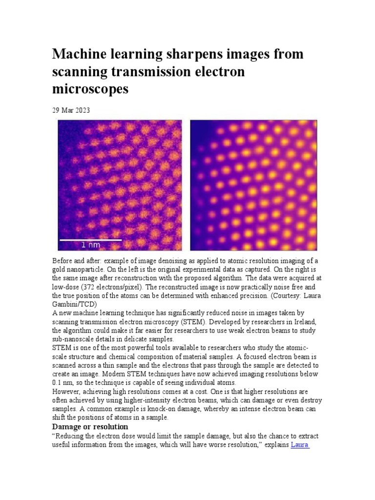 Machine Learning Sharpens Images From Scanning Transmission Electron