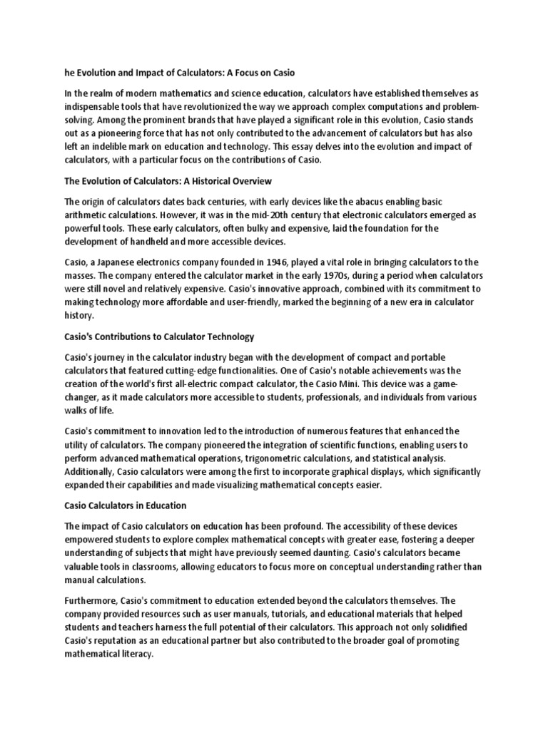 Casio Calculators PDF Calculator Mathematics