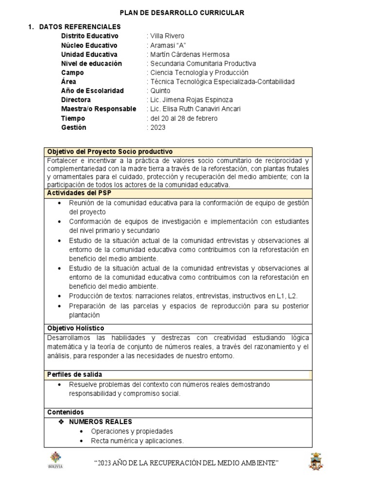 Plan de Desarrollo Curricular 2023 | PDF | Contabilidad | Teoría