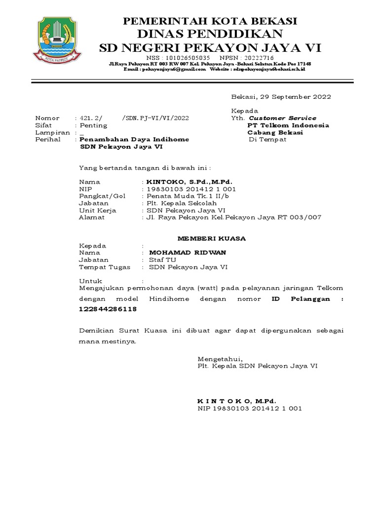 Surat Kuasa Penambahan Indihome PDF