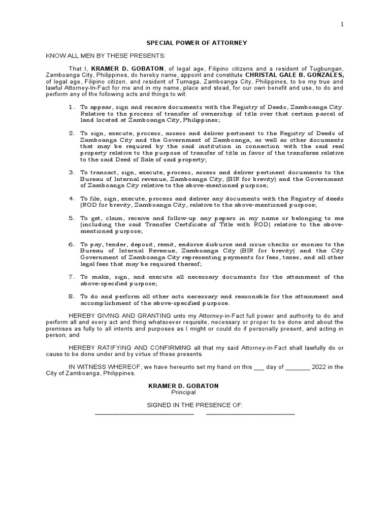 Process of Land Title PDF Power Of Attorney Deed