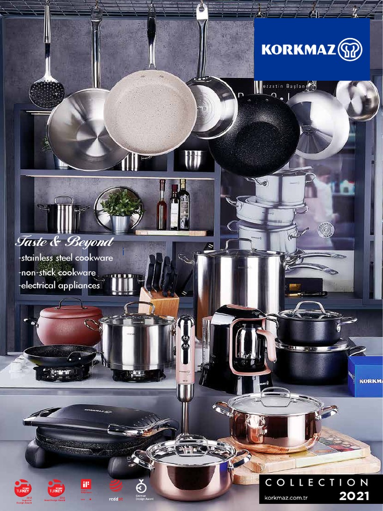 KORKMAZ Tombik Stainless Steel Cookware Set,Cooking Pots with Lids