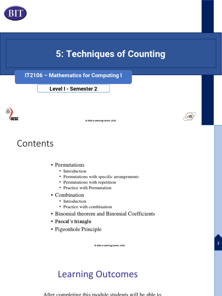 5 techniques of counting it2106 mathematics for computing i pdf