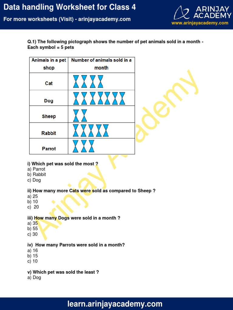 Data Handling Worksheet For Class 4 | PDF | Pet | Animal Welfare