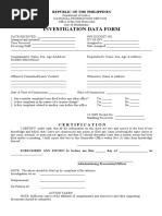 INVESTIGATION DATA FORM Blank