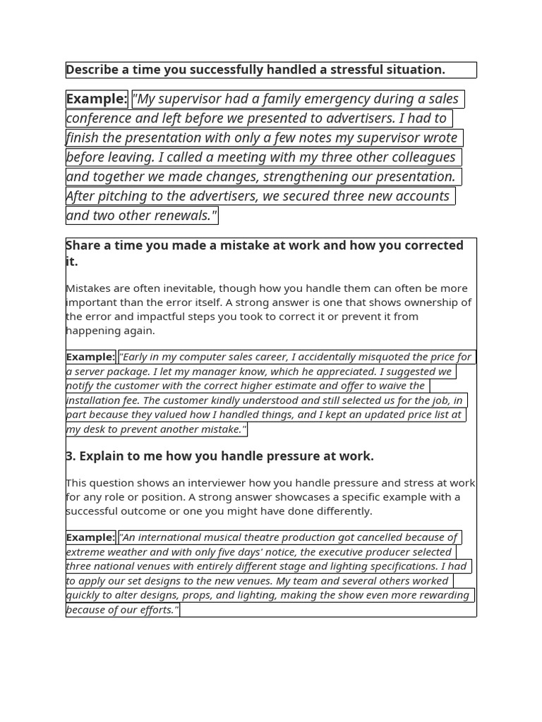 Behavioural questions pdf business self improvement