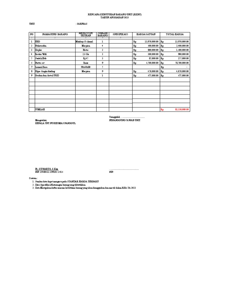 Formulir Rkbu-Rkpbu 2023 | PDF