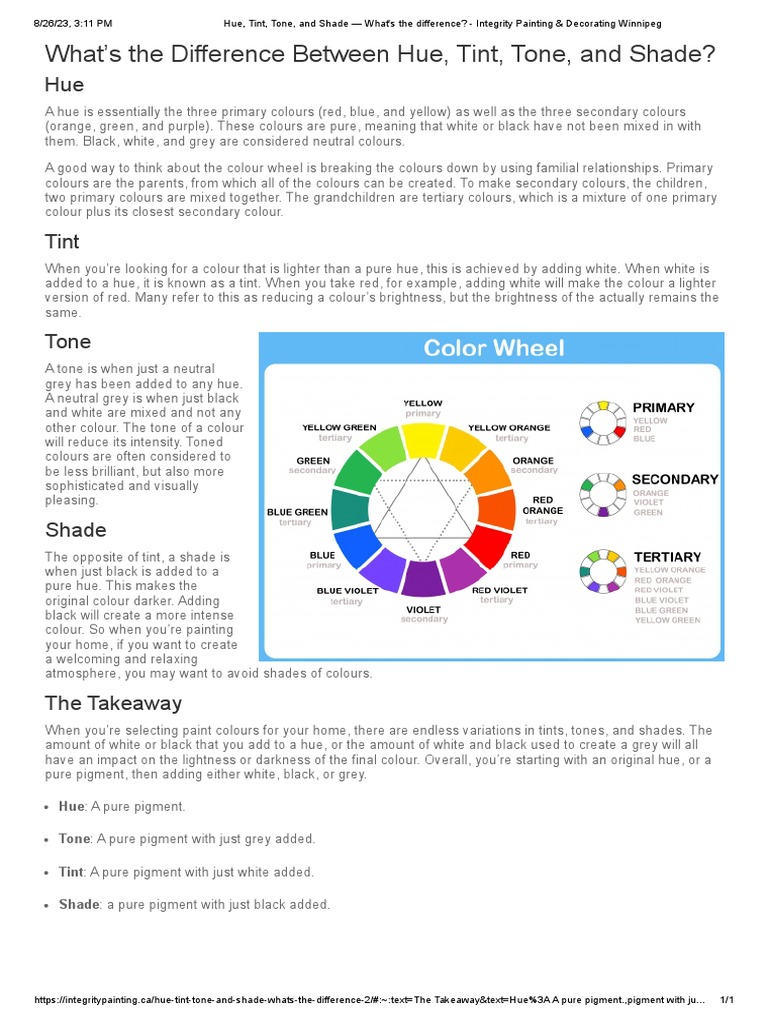 Understanding Hue, Tint, Tone, and Shade | PDF | Color | Graphic Design
