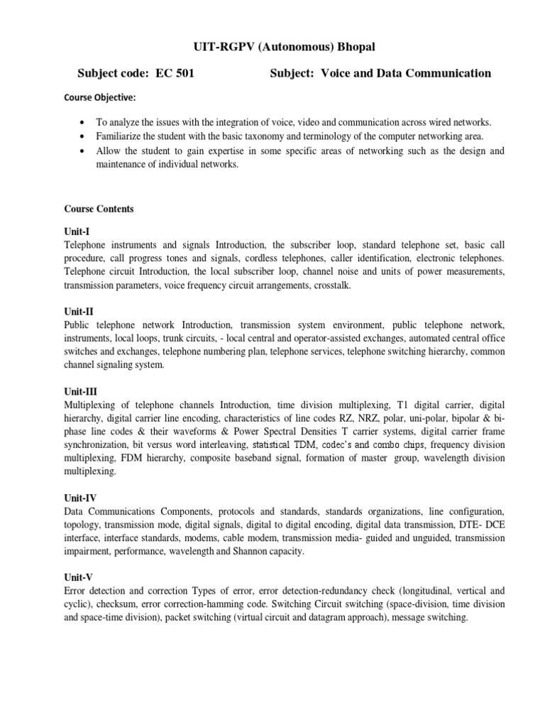 Voice and Data Communication Course | PDF | Modulation | Magnetic Field