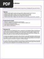 Input Devices Lesson Plan