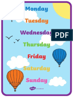English Days of the Week A4 Display Poster