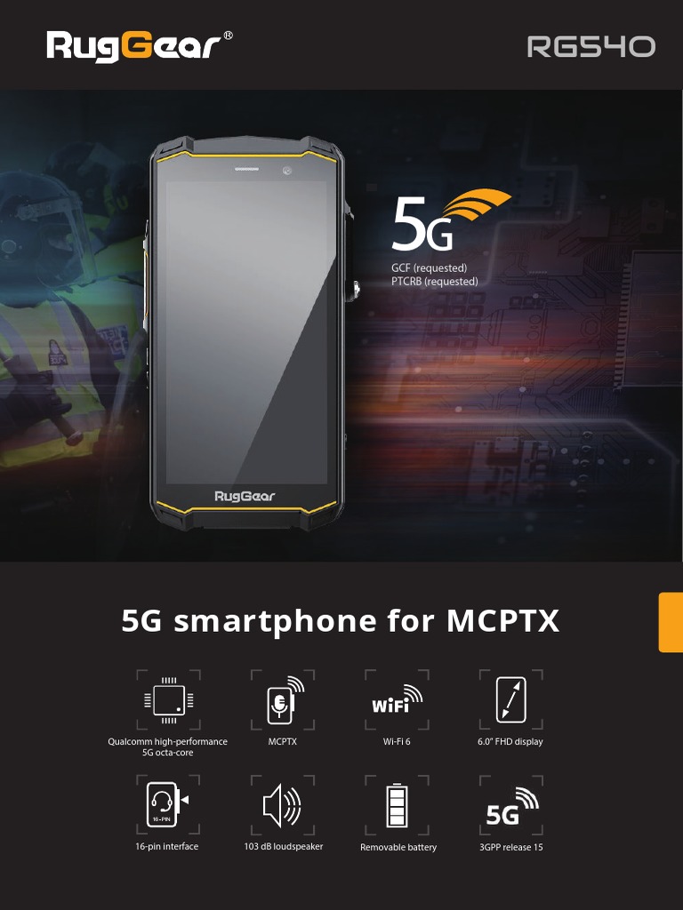 Ruggear RG540 Data Sheet | PDF | Smartphone | Personal Digital Assistant