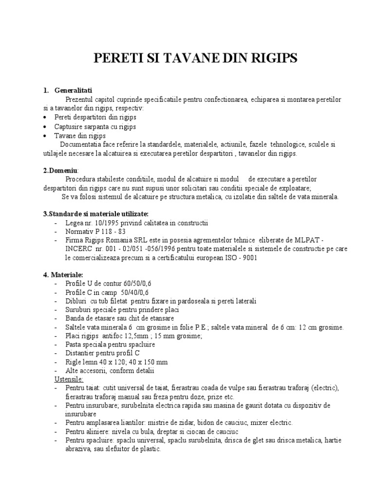 Pereti Si Tavane Rigips | PDF