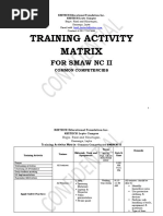 Training Activity Matrix SMAW NC II COMMON